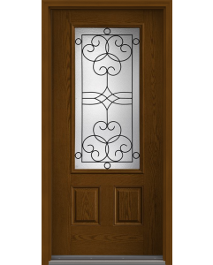 80 Salinas 3/4 Lite 2 Panel Oak Fiberglass Single Door , WBD Impact