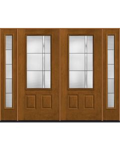 80 Axis 3/4 Lite 2 Panel Mahogany Fiberglass Double Door,Sidelites , WBD Impact