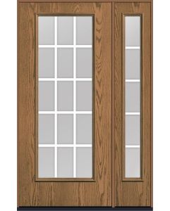 80 Clear Colonial 15 Lite Flat Bar GBG Oak Full Lite Fiberglass Single Door,Sidelite , WBD Impact