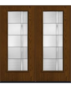 80 Axis Contemporary Modern Full Lite Oak Fiberglass Double Doors , WBD Impact