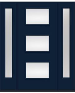 80 Low-E Modern Pulse Ari 3-Lite Smooth Fiberglass Single Door,Sidelites , WBD Impact