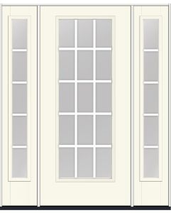80 Clear Colonial 15 Lite Flat Bar GBG Smooth Full Lite Fiberglass Single Door,Sidelites , WBD Impact