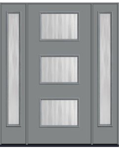 80 Chinchilla Modern Pulse Ari 3-Lite Smooth Fiberglass Single Door,Sidelites , WBD Impact