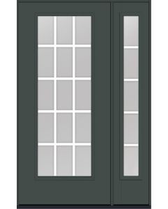 80 Low-E Colonial 15 Lite Flat Bar GBG Smooth Full Lite Fiberglass Single Door,Sidelite , WBD Impact