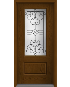 80 Salinas 3/4 Lite 1 Panel Oak Fiberglass Single Door , WBD Impact