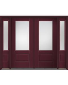 80 Clear 3/4 Lite 1 Panel Smooth Fiberglass Double Door,Sidelites , WBD Impact
