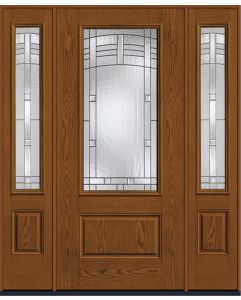 80 Maple Park 3/4 Lite 1 Panel Oak Fiberglass Single Door,Sidelites , WBD Impact
