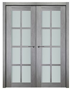 Italia French 8-Lite, Light Grey Prefinished Interior Double Door