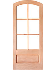 36 x 96 Knotty Alder Arch Top Low-e 3/4 Lite,6 Lite Clear Bevel Single Door