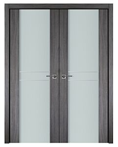 Italia Vetro, Laminated Glass Swiss Elm 2HC, Prefinished Interior Double Door