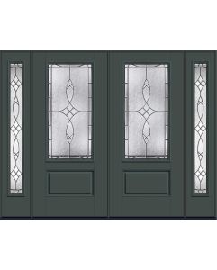 96 Riserva Craftsman Top View 2 Panel Smooth Fiberglass Double Door,Sidelites , WBD Impact