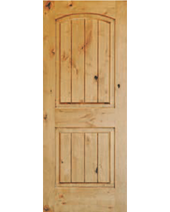 96 Knotty Alder 2 panel,Arch Panel,Raised Panel v‐grooved Single Door