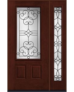 80 Salinas 3/4 Lite 2 Panel Mahogany Fiberglass Single Door,Sidelite , WBD Impact