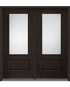 80 Low-E 3/4 Lite 1 Panel Oak Fiberglass Double Doors , WBD Impact