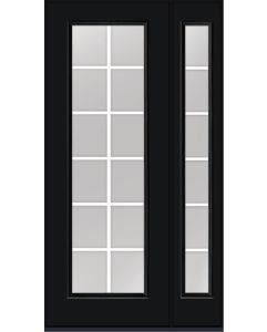 96 Clear Colonial 12 Lite Flat Bar GBG Smooth Full Lite Fiberglass Single Door,Sidelite , WBD Impact