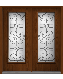 80 Salinas Full Lite Oak Fiberglass Double Doors , WBD Impact