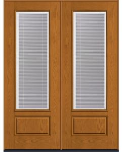 96 Low-E Raise/Tilt Oak 3/4 Lite 1 Panel Fiberglass Double Doors , WBD Impact