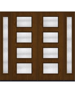 96 Chord Modern Pulse Ari 4-Lite Oak Fiberglass Double Door,Sidelites , WBD Impact
