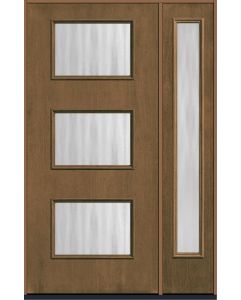 80 Chinchilla Modern Pulse Ari 3-Lite Mahogany Fiberglass Single Door,Sidelite , WBD Impact