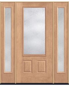 80 Rainglass 3/4 Lite 2 Panel Mahogany Fiberglass Single Door,Sidelites , WBD Impact
