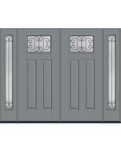 80 Riserva Craftsman Top View 2 Panel Smooth Fiberglass Double Door,Sidelites , WBD Impact