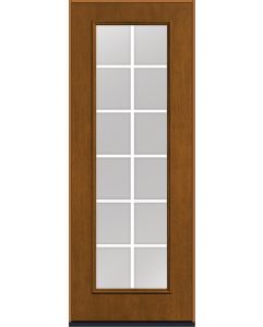 96 Clear Colonial 12 Lite Flat Bar GBG Mahogany Full Lite Fiberglass Single Door , WBD Impact