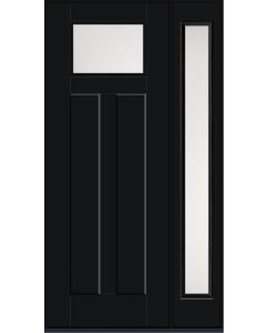 96 Satin Etch Craftsman Top View 2 Panel Shaker Smooth Fiberglass Single Door,Sidelite , WBD Impact