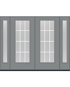 80 Clear Colonial 12 Lite Flat Bar GBG Smooth Full Lite Fiberglass Double Door,Sidelites , WBD Impact