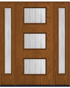 80 Rainglass Pulse Ari 3-Lite Oak Fiberglass Single Door,Sidelites , WBD Impact