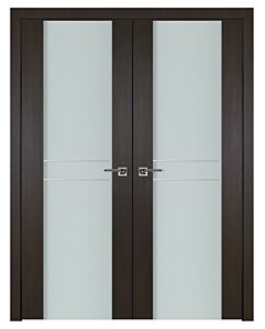 Italia Vetro, Laminated Glass Premium Wenge 2HC, Prefinished Interior Double Door