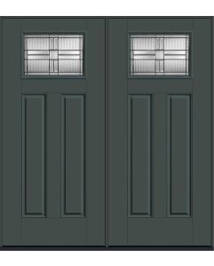 80 Saratoga Craftsman Top View 2 Panel Smooth Fiberglass Double Doors , WBD Impact