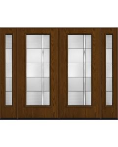 80 Axis Contemporary Modern Full Lite Oak Fiberglass Double Door,Sidelites , WBD Impact