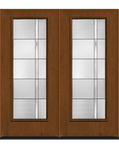 80 Axis Contemporary Modern Full Lite Mahogany Fiberglass Double Doors , WBD Impact