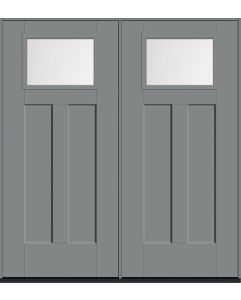 80 Satin Etch Craftsman Top View 2 Panel Shaker Smooth Fiberglass Double Doors , WBD Impact