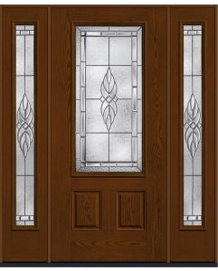 80 Kensington 3/4 Lite 2 Panel Oak Fiberglass Single Door,Sidelites , WBD Impact