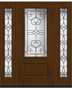 80 Salinas 3/4 Lite 1 Panel Oak Fiberglass Single Door,Sidelites , WBD Impact