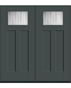 80 Chinchilla Craftsman Top View 2 Panel Shaker Smooth Fiberglass Double Doors , WBD Impact