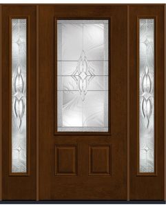 80 Wellesley 3/4 Lite 2 Panel Mahogany Fiberglass Single Door,Sidelites , WBD Impact