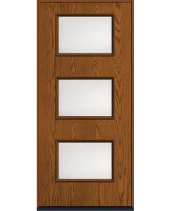 80 Satin Etch Modern Pulse Ari 3-Lite Oak Fiberglass Single Door , WBD Impact