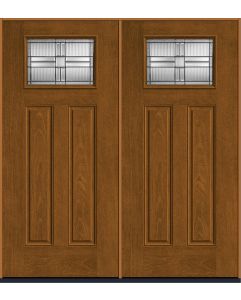 80 Saratoga Craftsman Top View 2 Panel Mahogany Fiberglass Double Doors , WBD Impact
