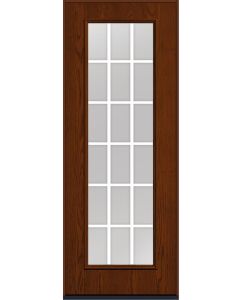 96 Clear Colonial 18 Lite Flat Bar GBG Oak Full Lite Fiberglass Single Door , WBD Impact