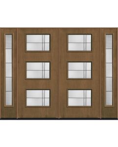 80 Axis Modern Pulse Ari 3-Lite Mahogany Fiberglass Double Door,Sidelites , WBD Impact