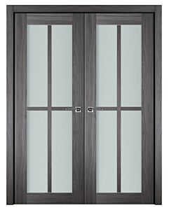Italia French 4-Lite Vertical, Swiss Elm Prefinished Interior Double Door