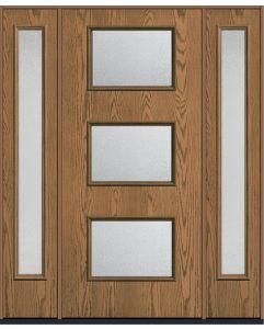 80 Granite Modern Pulse Ari 3-Lite Oak Fiberglass Single Door,Sidelites , WBD Impact