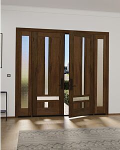 Mahogany Boston Full Lite, Artistic Lite Designer  Contemporary Modern Shaker Double Door, Sidelites