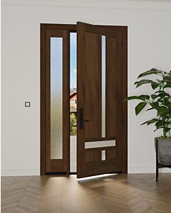 Mahogany Boston Full Lite, Artistic Lite Designer  Contemporary Modern Shaker Single Door, Sidelite