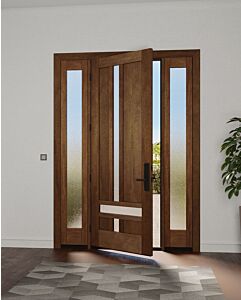 Mahogany Boston Full Lite, Artistic Lite Designer  Contemporary Modern Shaker Single Door, Sidelites