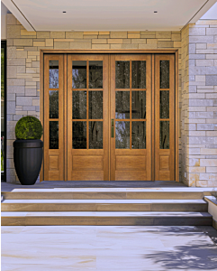 Mahogany 3/4 Lite, 6 Lite SDL 1 Panel Double Door, Sidelites|G7506-OG