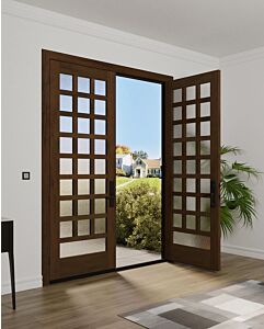 Mahogany Barcelona Full Lite, Artistic Lite Designer SDL Contemporary Modern Shaker Double Door