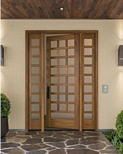 Mahogany Barcelona Full Lite, Artistic Lite Designer SDL Contemporary Modern Shaker Single Door, Sidelites